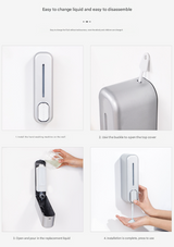 2 Pcs (Gold + Silver) Modern Wall-Mounted Press Soap Dispenser - 300ml Refillable Pump for Bathroom & Kitchen - Low Angle