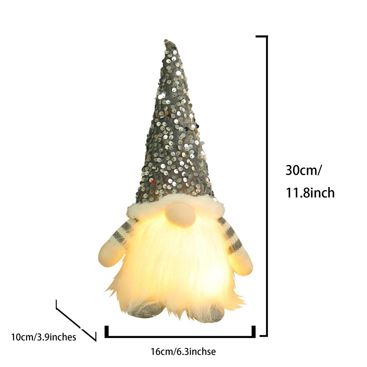 2 Pcs Grey Charming Light-Up Christmas Gnome - Festive Nordic Plush Holiday Decoration