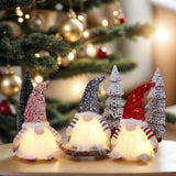 2 Pcs Grey Charming Light-Up Christmas Gnome - Festive Nordic Plush Holiday Decoration - Side View
