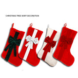 2 Pcs Red Stitching Green Bow Luxurious Velvet Christmas Stocking with Elegant Bow - Large 45cm Holiday Mantel Decoration - Rear View