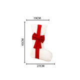 2 Pcs Red Stitching Red Bow Luxurious Velvet Christmas Stocking with Elegant Bow - Large 45cm Holiday Mantel Decoration - 45-Degree Angle