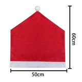 Red Festive Santa Hat Dining Chair Covers - Set of 8 for Holiday Party Decoration - Side View