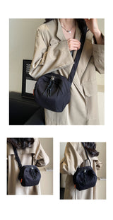 Black Lightweight Canvas Crossbody Bag - Minimalist Casual Shoulder Satchel with Adjustable Strap