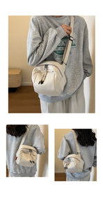 White Lightweight Canvas Crossbody Bag - Minimalist Casual Shoulder Satchel with Adjustable Strap