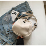 White Lightweight Canvas Crossbody Bag - Minimalist Casual Shoulder Satchel with Adjustable Strap