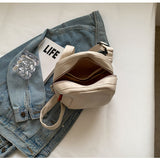 White Lightweight Canvas Crossbody Bag - Minimalist Casual Shoulder Satchel with Adjustable Strap - Rear View