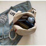 White Lightweight Canvas Crossbody Bag - Minimalist Casual Shoulder Satchel with Adjustable Strap