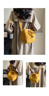 Yellow Lightweight Canvas Crossbody Bag - Minimalist Casual Shoulder Satchel with Adjustable Strap - Front View