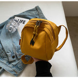 Yellow Lightweight Canvas Crossbody Bag - Minimalist Casual Shoulder Satchel with Adjustable Strap - 45-Degree Angle