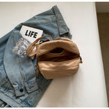 Khaki Lightweight Canvas Crossbody Bag - Minimalist Casual Shoulder Satchel with Adjustable Strap - Rear View