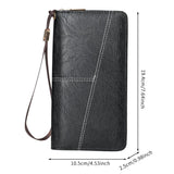 Coffee Men's Long Zipper Wallet Clutch - PU Leather Wristlet with Phone and Card Slots - Top-Down View