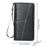 Brown Men's Long Zipper Wallet Clutch - PU Leather Wristlet with Phone and Card Slots
