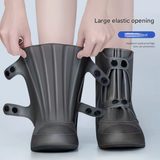 2 Pcs Size M White Reusable Waterproof Shoe Covers - Heavy Duty Non-Slip Rain Boot Protectors - Side View