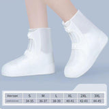 2 Pcs Size M White Reusable Waterproof Shoe Covers - Heavy Duty Non-Slip Rain Boot Protectors - 45-Degree Angle