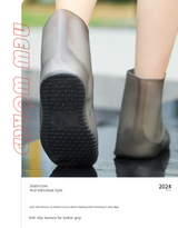 2 Pcs Size M White Reusable Waterproof Shoe Covers - Heavy Duty Non-Slip Rain Boot Protectors - Close-Up Angle