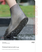 2 Pcs Size L White Reusable Waterproof Shoe Covers - Heavy Duty Non-Slip Rain Boot Protectors