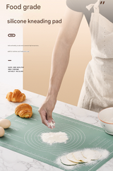 Dark Blue 3-Piece Silicone Baking Set - Non-Stick Pastry Mat with Measurements, Rolling Pin & Dough Scraper - Front View
