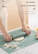 Dark Blue 3-Piece Silicone Baking Set - Non-Stick Pastry Mat with Measurements, Rolling Pin & Dough Scraper