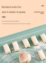 Dark Blue 3-Piece Silicone Baking Set - Non-Stick Pastry Mat with Measurements, Rolling Pin & Dough Scraper - Close-Up Angle