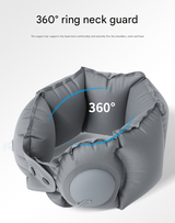 Dark Grey Press-Pump Inflatable Travel Pillow - Ultra-Lightweight Ergonomic 360° Neck Support - 45-Degree Angle