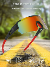 Black Temples and Blue-Purple Lenses Unisex Sport Cycling Sunglasses - Lightweight Wraparound Eyewear for Running & Outdoor Activities - Front View