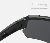 Black Temples and Blue-Purple Lenses Unisex Sport Cycling Sunglasses - Lightweight Wraparound Eyewear for Running & Outdoor Activities - Rear View