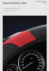 2-Pack (Type A + Type B) Red And Black Sporty Carbon Fiber Leather Steering Wheel Cover - Universal 38cm Easy-Fit Elastic Grip - Top-Down View