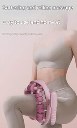 Pink 360°Wrap-Around Muscle Roller - 28-Wheel Massager for Legs, Arms & Calves - Side View
