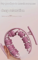 Pink 360°Wrap-Around Muscle Roller - 28-Wheel Massager for Legs, Arms & Calves - Top-Down View