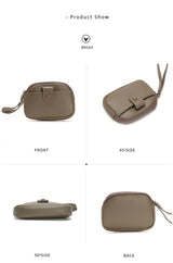 Taupe Womens Compact PU Leather Coin Purse - Stylish Mini Wallet Wristlet with Card Holder and Key Ring - Rear View