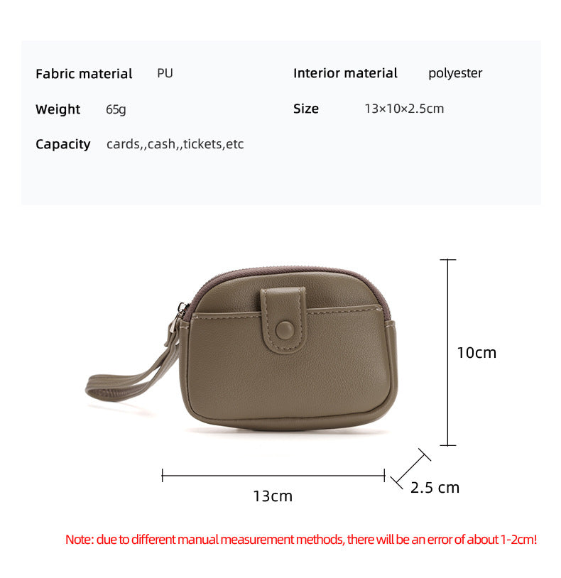 Blue Womens Compact PU Leather Coin Purse - Stylish Mini Wallet Wristlet with Card Holder and Key Ring