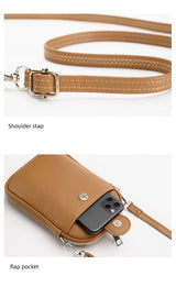 Brown Chic Crossbody Phone Bag - Womens PU Leather Mini Shoulder Purse with Adjustable Strap - Extra Image