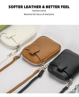 Grey Chic Crossbody Phone Bag - Womens PU Leather Mini Shoulder Purse with Adjustable Strap - Top-Down View