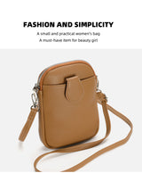 White Chic Crossbody Phone Bag - Womens PU Leather Mini Shoulder Purse with Adjustable Strap - Side View