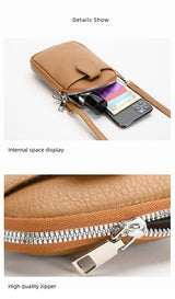 White Chic Crossbody Phone Bag - Womens PU Leather Mini Shoulder Purse with Adjustable Strap - Low Angle