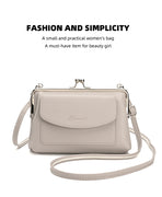 Black Women's Vintage Kiss Lock Crossbody Bag - PU Leather Clutch Purse with Detachable Strap