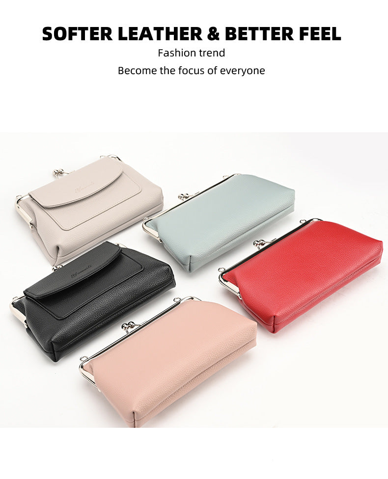 Taupe Women's Vintage Kiss Lock Crossbody Bag - PU Leather Clutch Purse with Detachable Strap