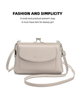 Pink Women's Vintage Kiss Lock Crossbody Bag - PU Leather Clutch Purse with Detachable Strap - Side View