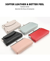 Pink Women's Vintage Kiss Lock Crossbody Bag - PU Leather Clutch Purse with Detachable Strap - Top-Down View