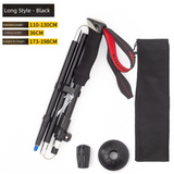 Long Black Ultralight Foldable Hiking Pole - Adjustable Aluminium Trekking Stick with EVA Grip for Outdoor Walking & Climbing