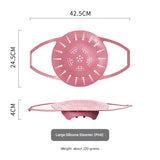Large Pink Flexible Silicone Steamer Basket with Heat-Resistant Handles - Food-Grade Vegetable Steamer Insert for Pots & Pans
