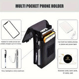 Black Heavy-Duty Tactical Phone Pouch - Multi-Pocket Belt Holster & Utility Waist Bag for Outdoor Work and EDC - Top-Down View