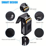 Black Heavy-Duty Tactical Phone Pouch - Multi-Pocket Belt Holster & Utility Waist Bag for Outdoor Work and EDC