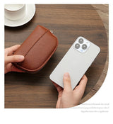 3 Pcs ( 1 Brown+ 1 Grey + 1 Beige) Elegant Faux Leather Coin Purse - Mini Zipper Pouch & Compact Card Holder Wallet - Side View