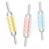Yellow and Grey Dual Row Spiky Muscle Roller Stick - Deep Tissue Massager for Back and Leg Recovery - Front View