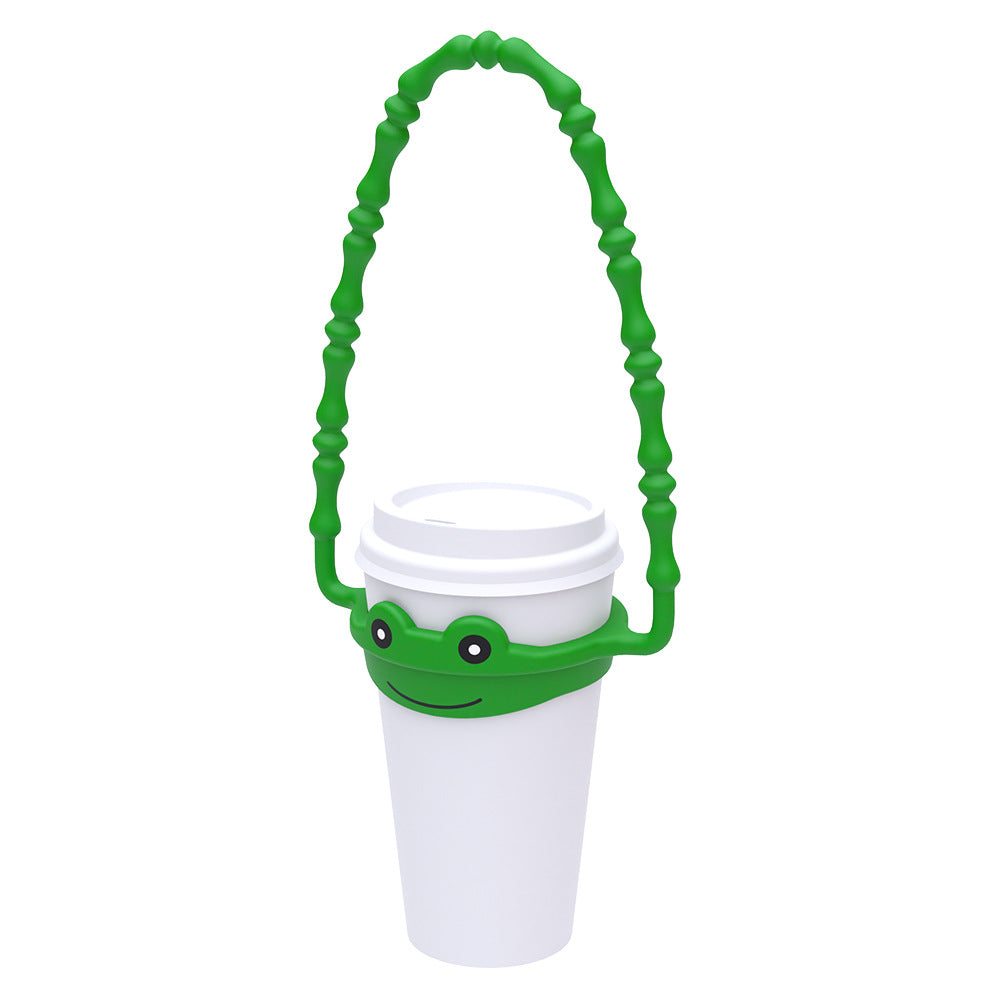 2 Pcs Green Frog Adorable Animal Silicone Cup Carrier - Portable Reusable Handle for Water Cup(cup not included)