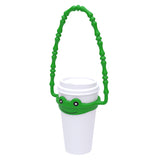 2 Pcs Green Frog Adorable Animal Silicone Cup Carrier - Portable Reusable Handle for Water Cup(cup not included) - Close-Up Angle