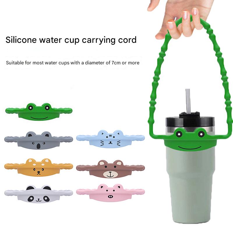 2 Pcs Blue Cat Adorable Animal Silicone Cup Carrier - Portable Reusable Handle for Water Cup(cup not included)