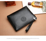 Coffee Classic Men's PU Leather Clutch Bag - Slim Business Wristlet & Travel Pouch - 45-Degree Angle