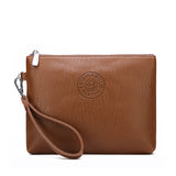 Brown Classic Men's PU Leather Clutch Bag - Slim Business Wristlet & Travel Pouch
